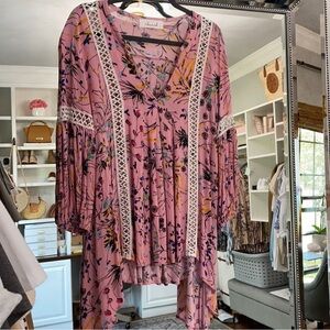 ChicWish pink floral pattern tunic